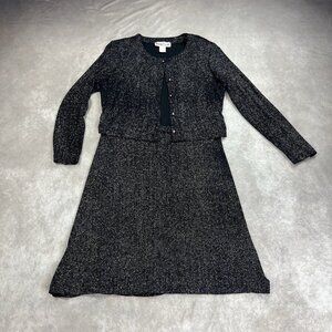 Ronni Nicole by Ouida Black Glitter Knit Tank Dress & Cardigan Twin Set Size 12